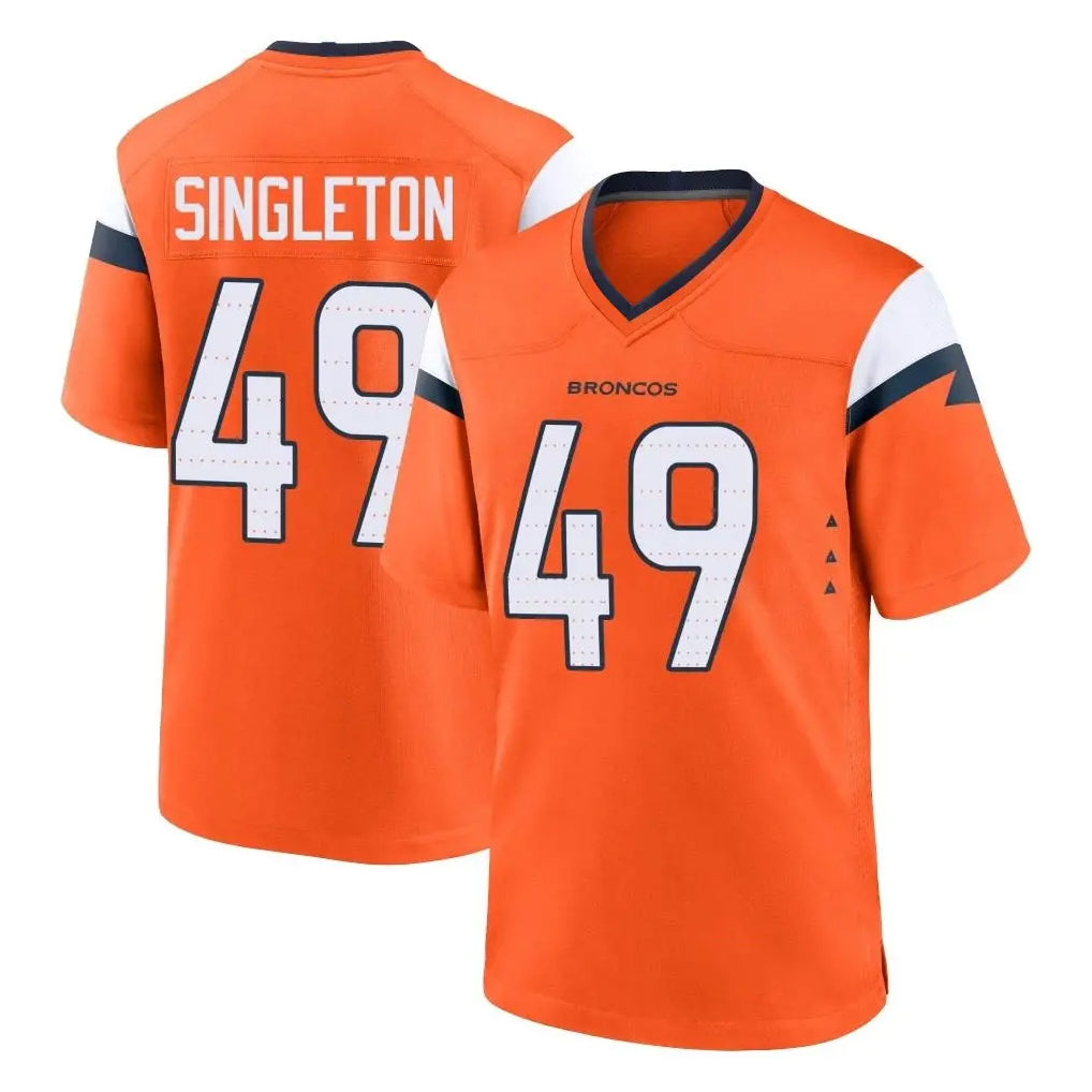 D.Broncos #49 Alex Singleton Player Orange Home Game Jdoa Stitched Jerseys