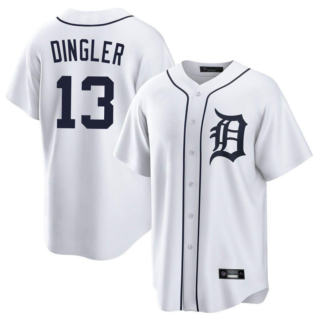 D.Tigers #13 Dillon Dingler Player White Home Game Jdoa Stitched Jerseys
