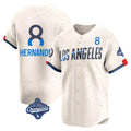 LA.Dodgers #8 Enrique Hern¨¢ndez Player Cream World Series Meet City Connect Limited Home Jdoa Stitched Jerseys