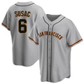 SF.Giants #6 Daniel Susac Player Gray Home Game Jdoa Stitched Jerseys