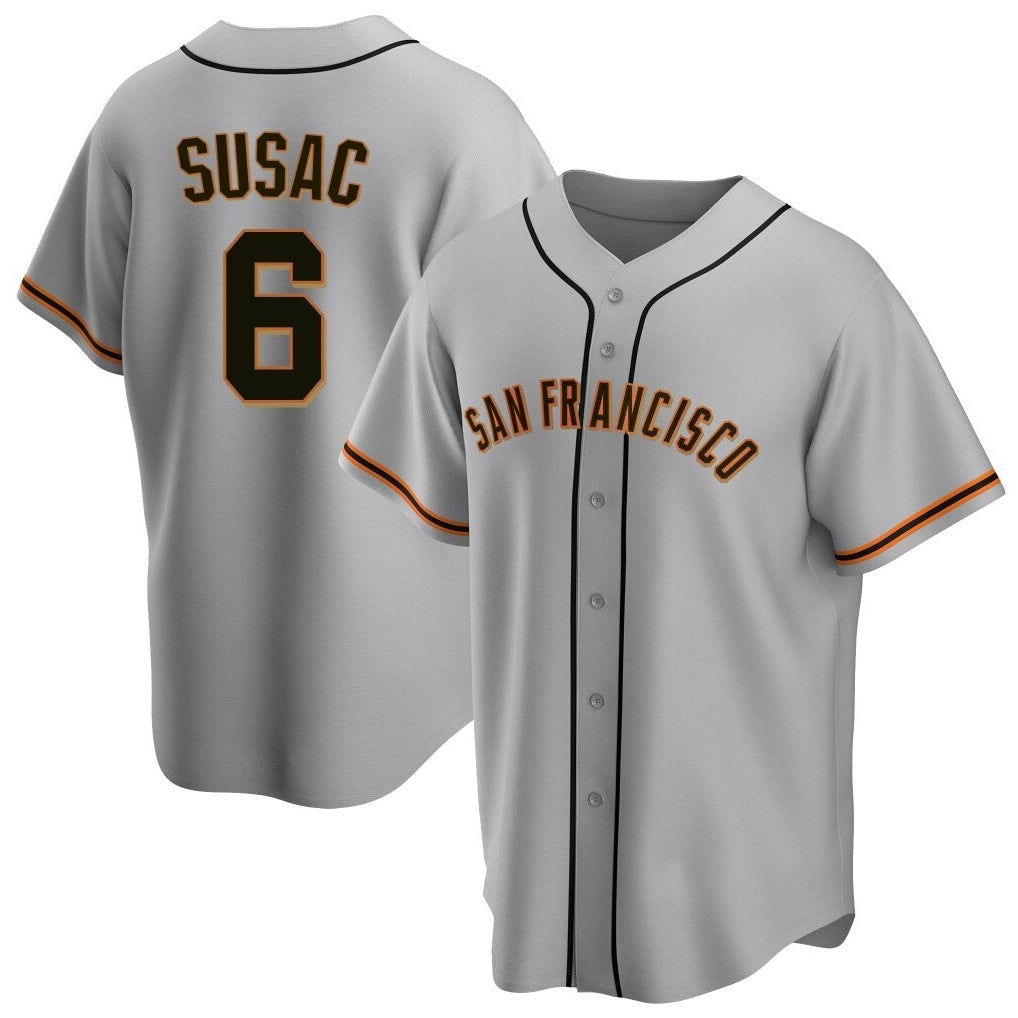 SF.Giants #6 Daniel Susac Player Gray Home Game Jdoa Stitched Jerseys