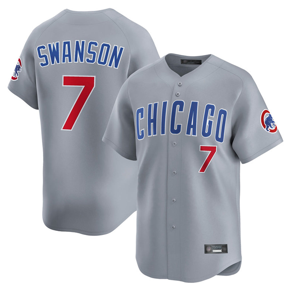 C.Cubs #7 Dansby Swanson Player Gray Road Limited Home Jdoa Stitched Jerseys