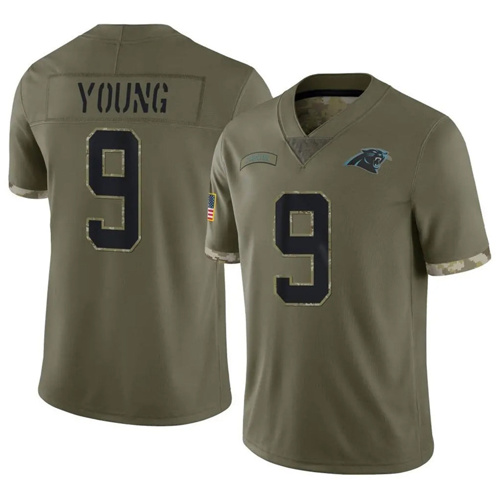 C.Panthers #9 Bryce Young Player Olive Salute To Service Limited Jdoa Stitched Jerseys