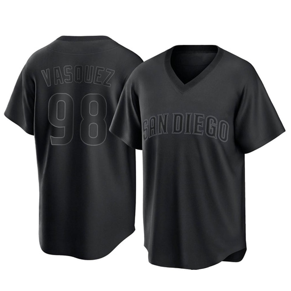 S.Diego Padres #98 Randy Vasquez Player Black Pitch Fashion Game T-shirt Jdoa Stitched Jerseys