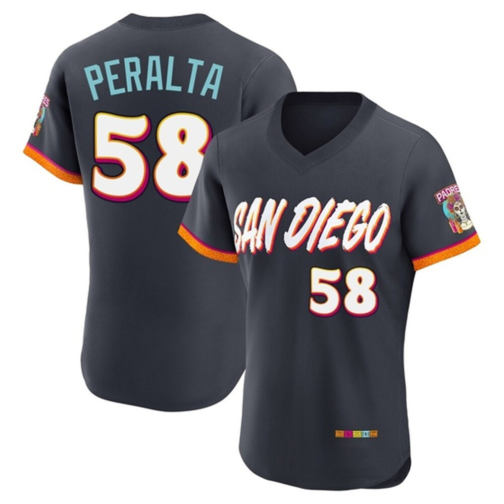 S.Diego Padres #58 Wandy Peralta Player Obsidian 2026 City Connect Home Limited Elite T-shirt Jdoa Stitched Jerseys