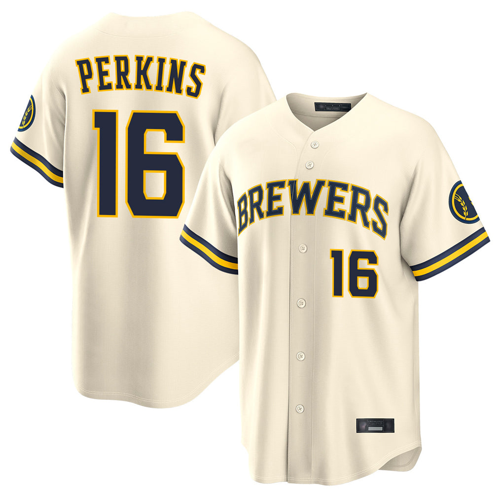 M.Brewers #16 Blake Perkins Player Cream Home Limited Jdoa Stitched Jerseys
