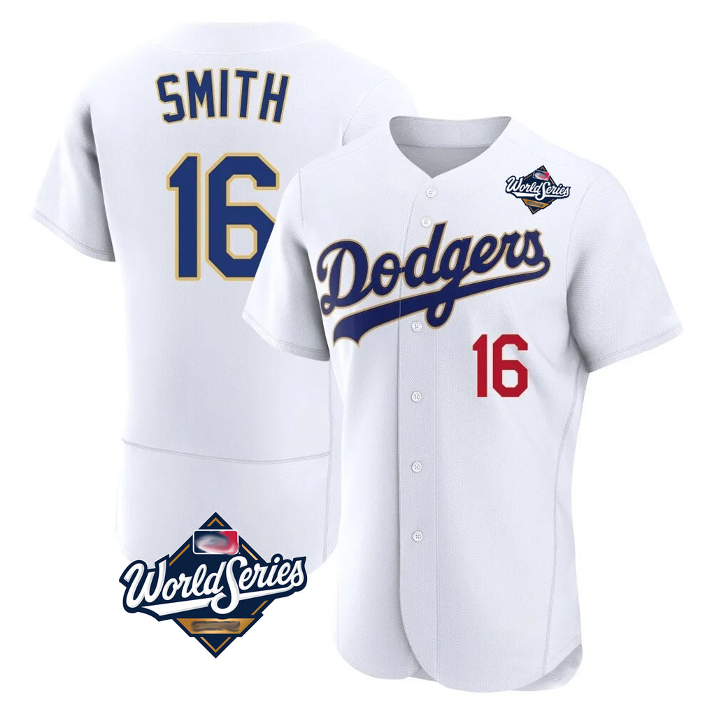 LA.Dodgers #16 Will Smith Player Gold White World Series 2026 Collection Stadium Limited Elite Jdoa Stitched Jerseys