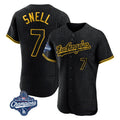 LA.Dodgers #7 Blake Snell Player Black Snake Skin City Limited Elite World Series Meet Home Jdoa Stitched Jerseys