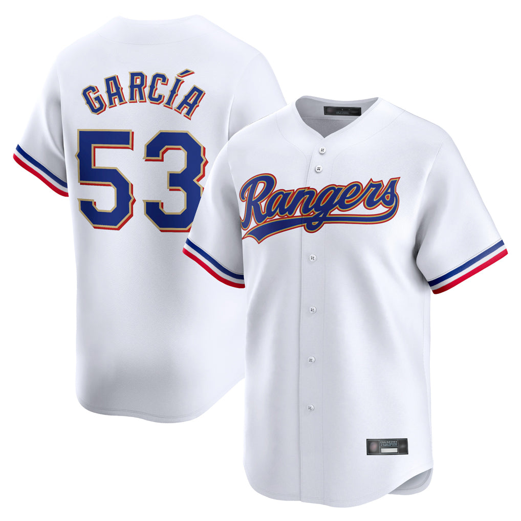 T.Rangers #53 Adolis Garcia Player Gold Home Limited White Jdoa Stitched Jerseys