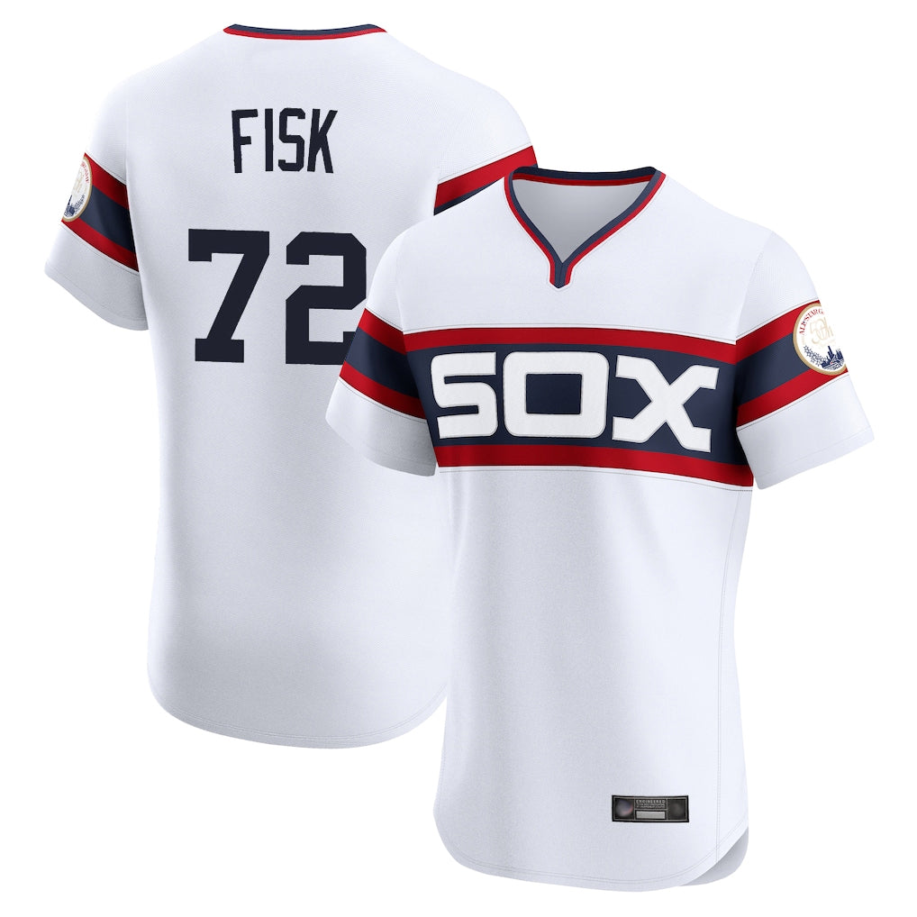 C.White Sox #72 Carlton Fisk Player White T-shirt Limited Elite Home Jdoa Stitched Jerseys