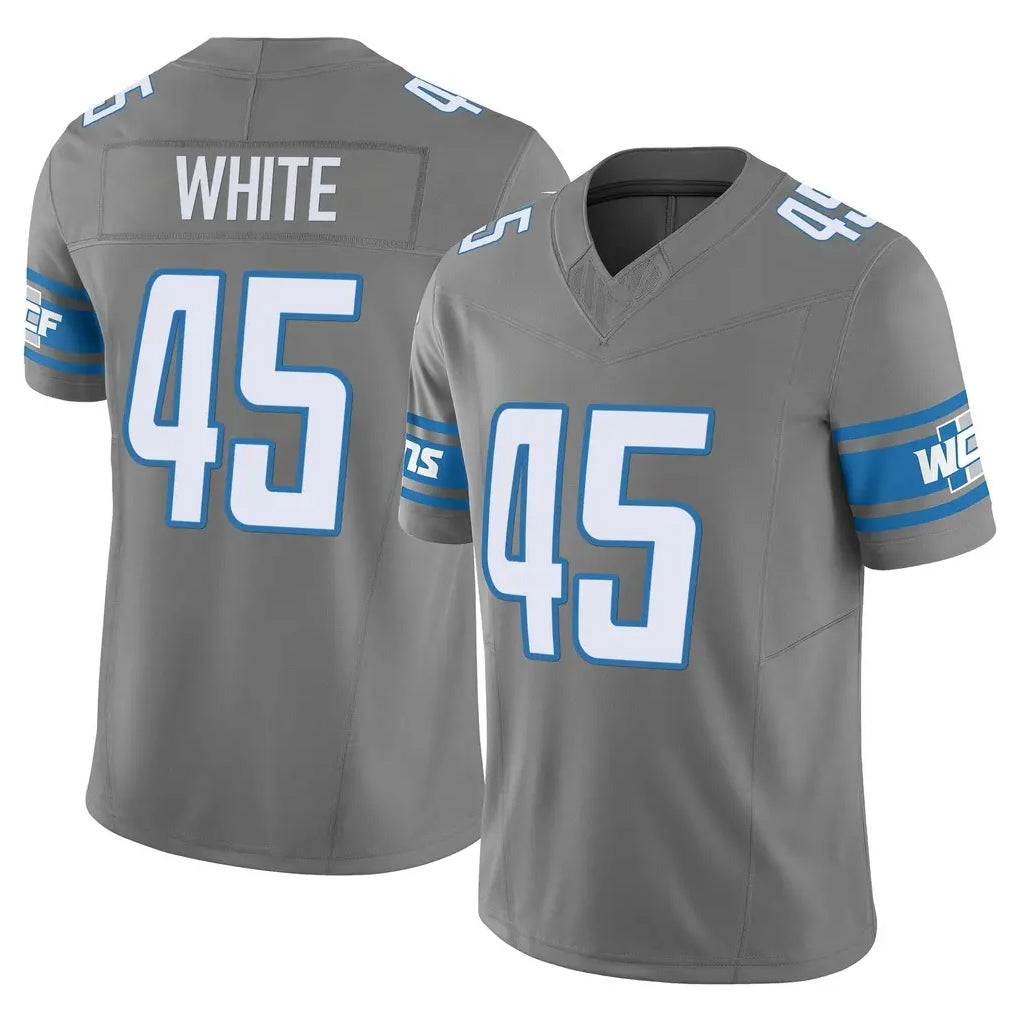 D.Lions #45 Devin White Player Gray Vapor F.U.S.E. Limited Home Game Jdoa Stitched Jerseys