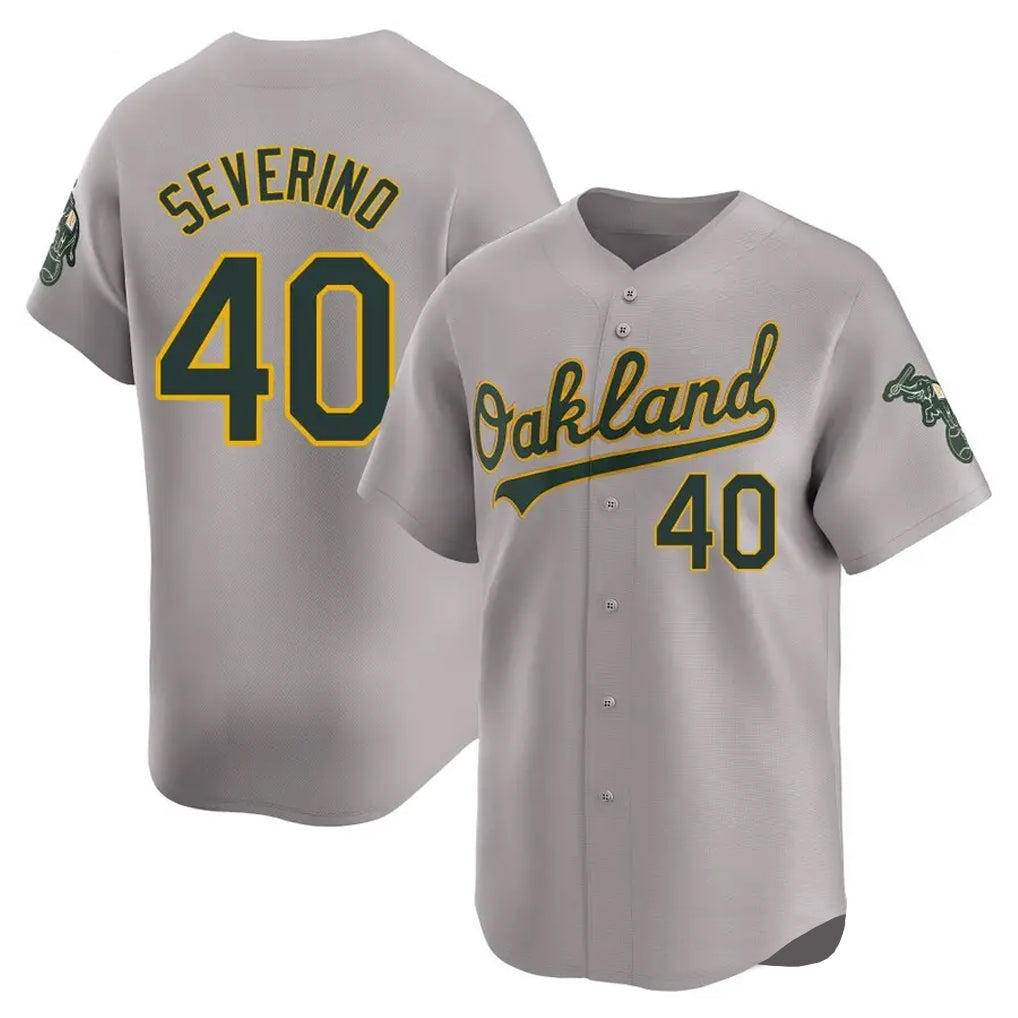 Athletics #40 Luis Severino Player Gray Road Limited Home Game Jdoa Stitched Jerseys