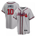 A.Braves #10 Chipper Jones Player Gray Home Game Jdoa Stitched Jerseys