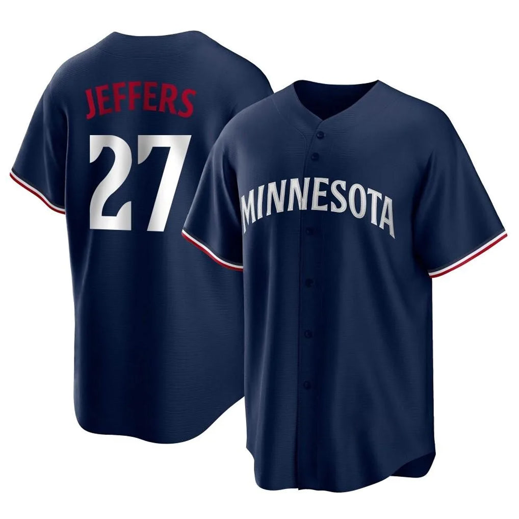 M.Twins #27 Ryan Jeffers Player Navy Replica Alternate Home Jdoa Stitched Jerseys