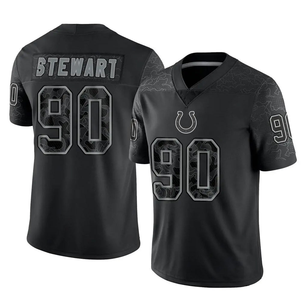 IN.Colts #90 Grover Stewart Player Black Reflective Limited Game Hdoa Stitched Jerseys