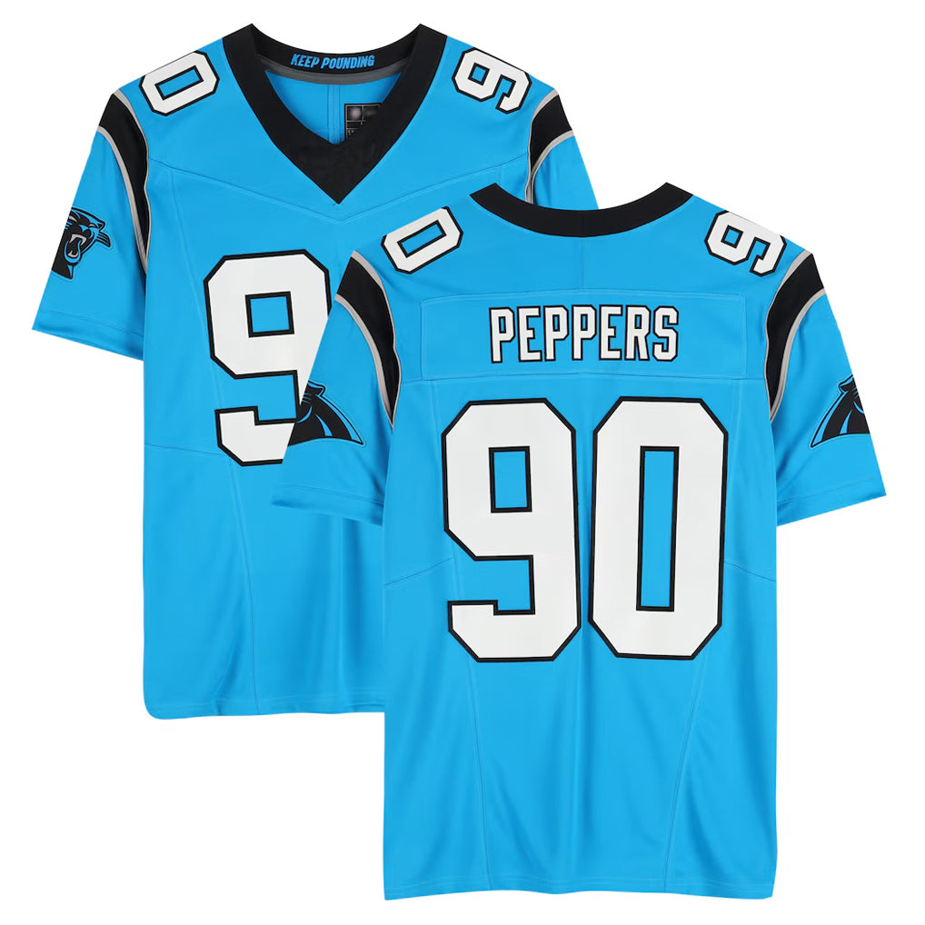 C.Panthers #90 Julius Peppers Player Blue Mitchell & Ness Legacy Replica Jdoa Stitched Jerseys