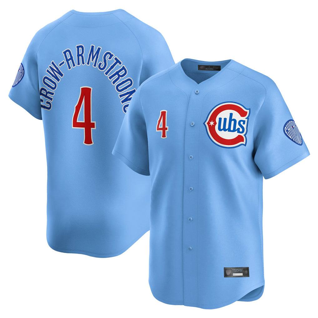 C.Cubs #4 Pete Crow-Armstrong Player Light Blue Limited Home Jdoa Stitched Jerseys