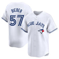 T.Blue Jays #57 Shane Bieber Player White Limited Home Jdoa Stitched Jerseys