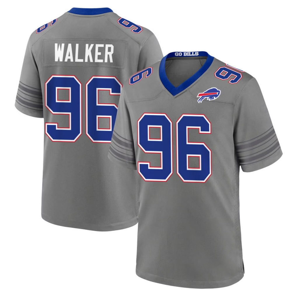 B.Bills #96 Deone Walker Player Gray Nickel City Home Game Jdoa Stitched Jerseys