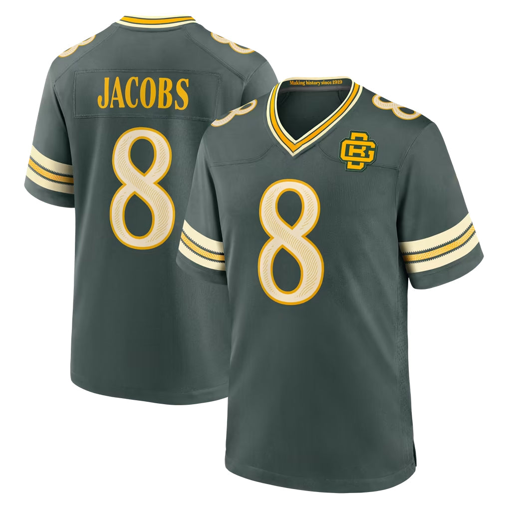 GB.Packers #8 Josh Jacobs Player Green 2026 Rivalries Collection Home Game Jdoa Stitched Jerseys