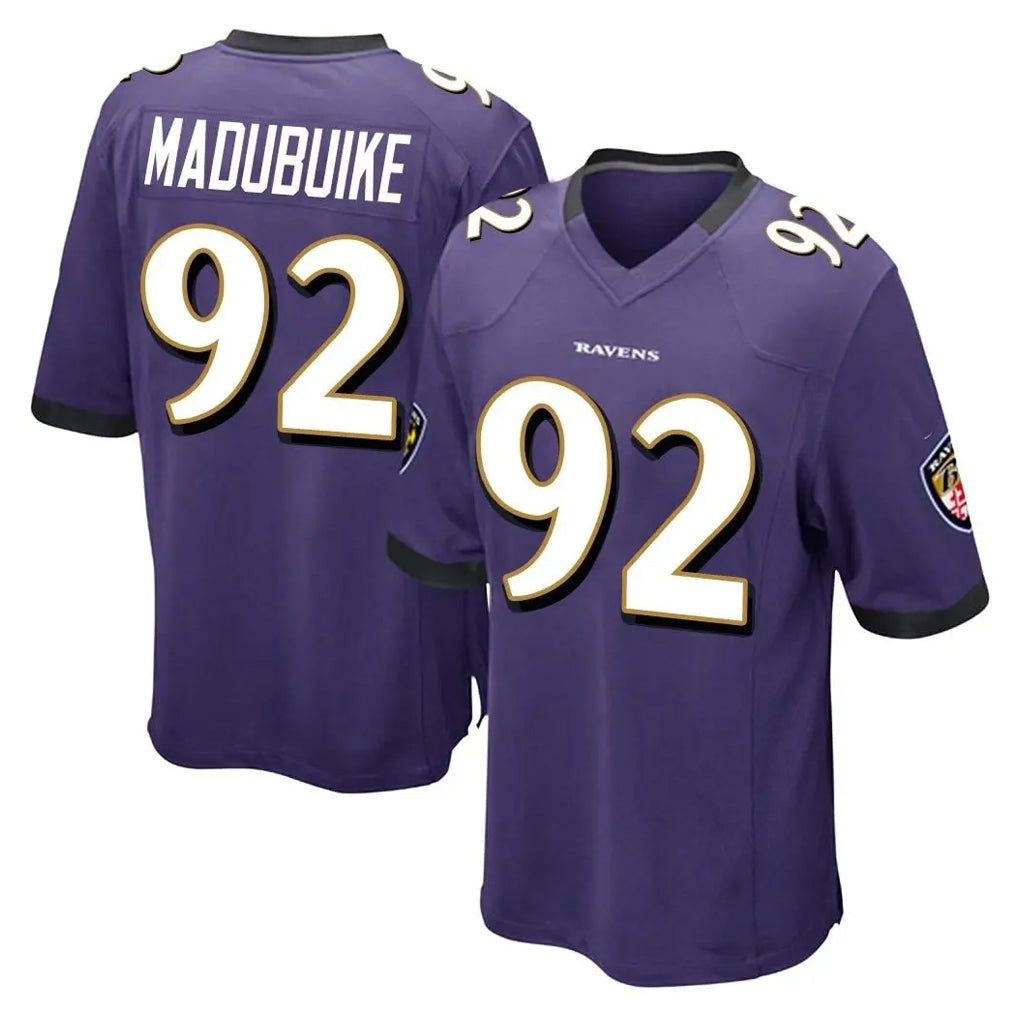 B.Ravens #92 Nnamdi Madubuike Player Purple Color Rush Home Game Jdoa Stitched Jerseys