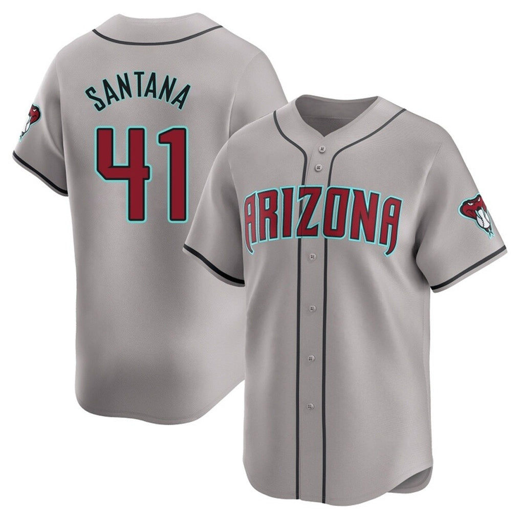 A.Diamondbacks #41 Carlos Santana Player Gray Road Limited Home Game Jdoa Stitched Jerseys