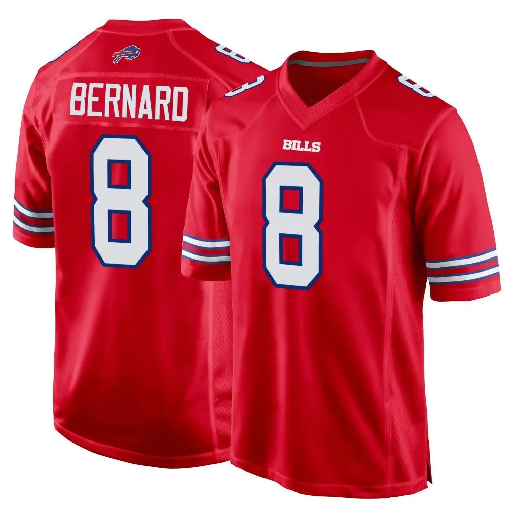 B.Bills #8 Terrel Bernard Player Red Home Game Jdoa Stitched Jerseys