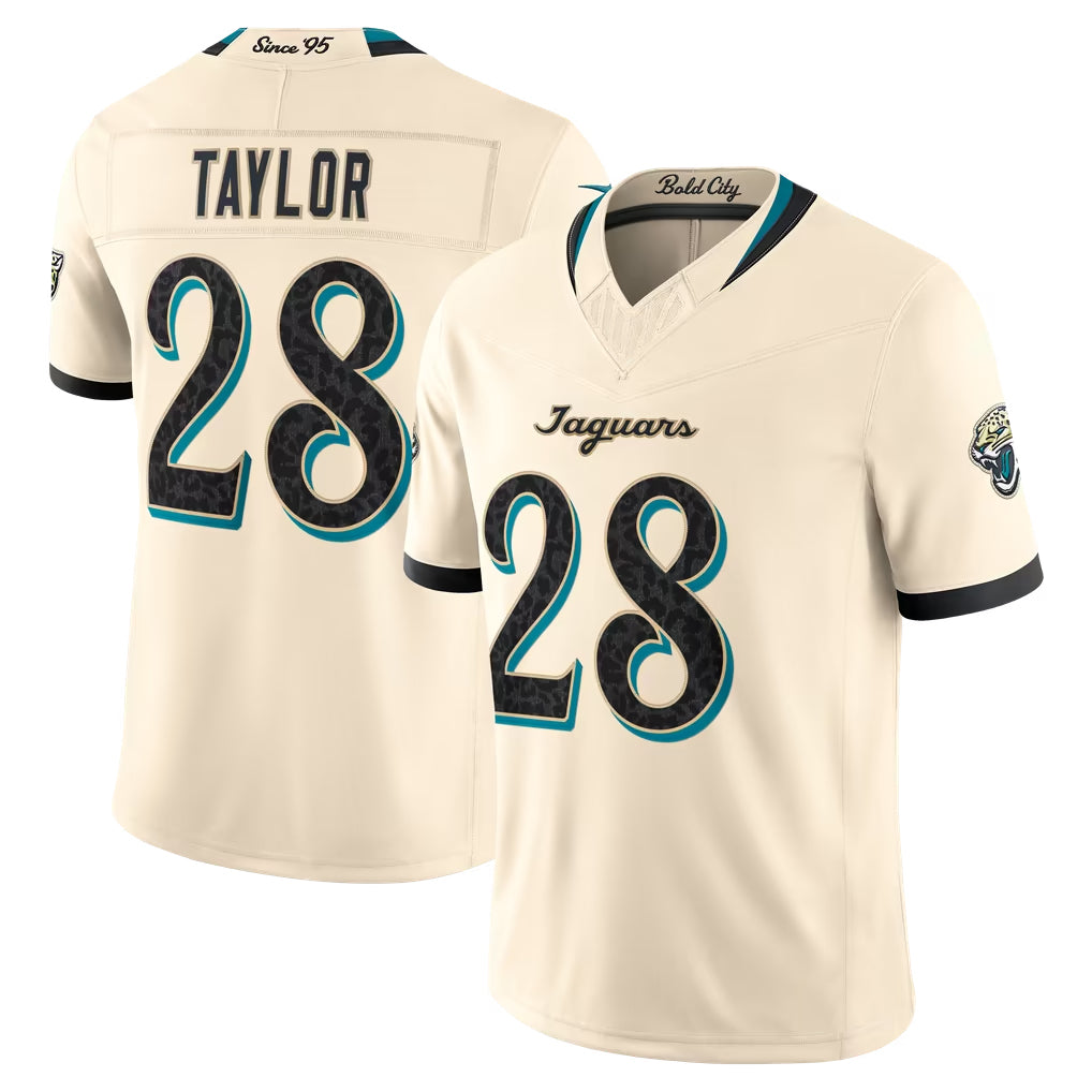 J.Jaguars #28 Fred Taylor Player Natural Limited 2026 Rivalries Collection Game Jdoa Stitched Jerseys