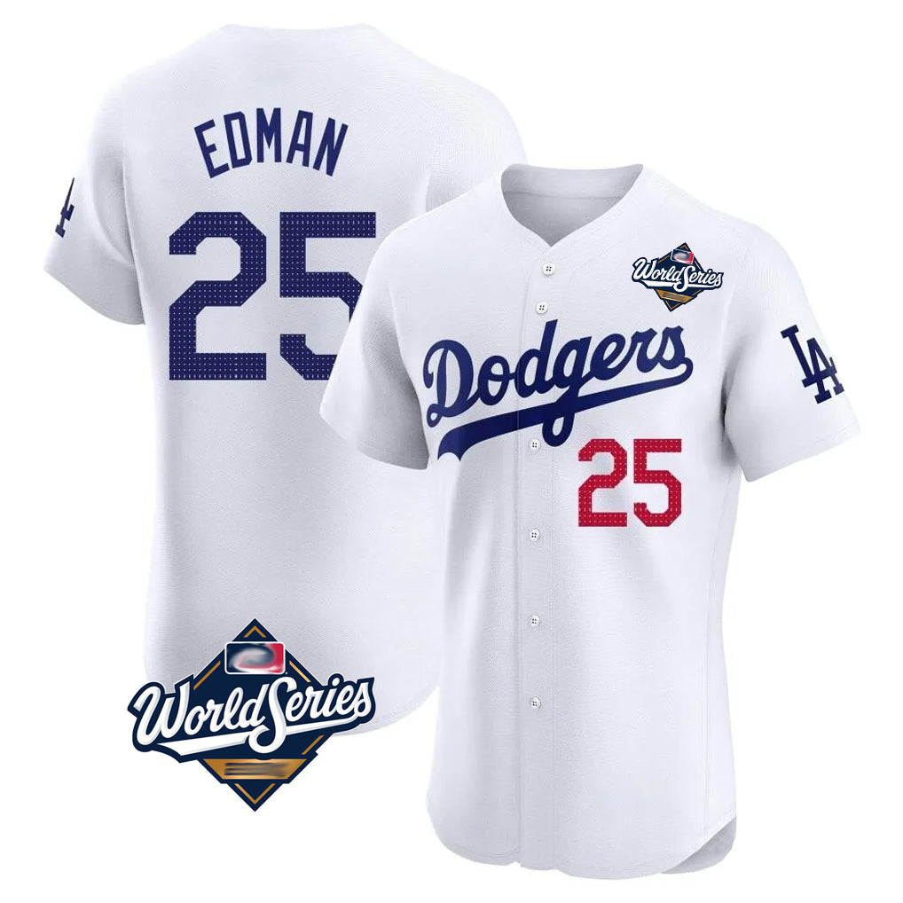 LA.Dodgers #25 Tommy Edman Player Gold White World Series Limited Elite Home Jdoa Stitched Jerseys