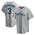 S.Mariners #3 J.P. Crawford Player Gray Home Game Jdoa Stitched Jerseys