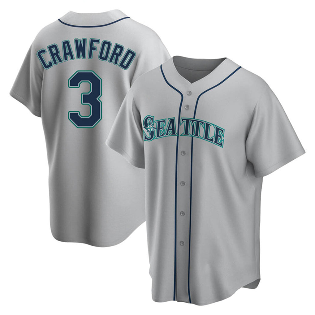 S.Mariners #3 J.P. Crawford Player Gray Home Game Jdoa Stitched Jerseys
