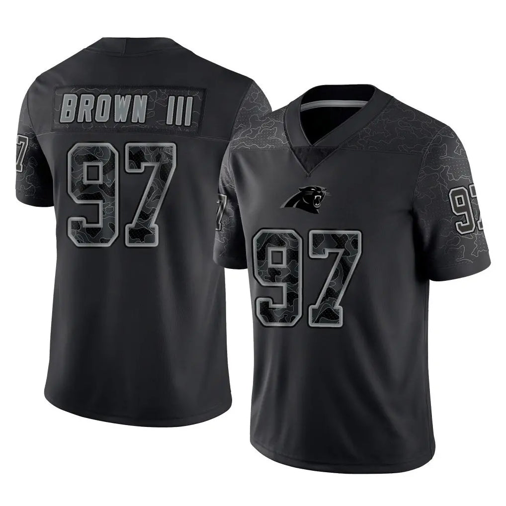 C.Panthers #97 Bobby Brown III Player Black Limited Reflective Game Jdoa Stitched Jerseys
