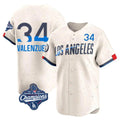 LA.Dodgers #34 Fernando Valenzuela Player Cream World Series Meet City Connect Limited Home Jdoa Stitched Jerseys