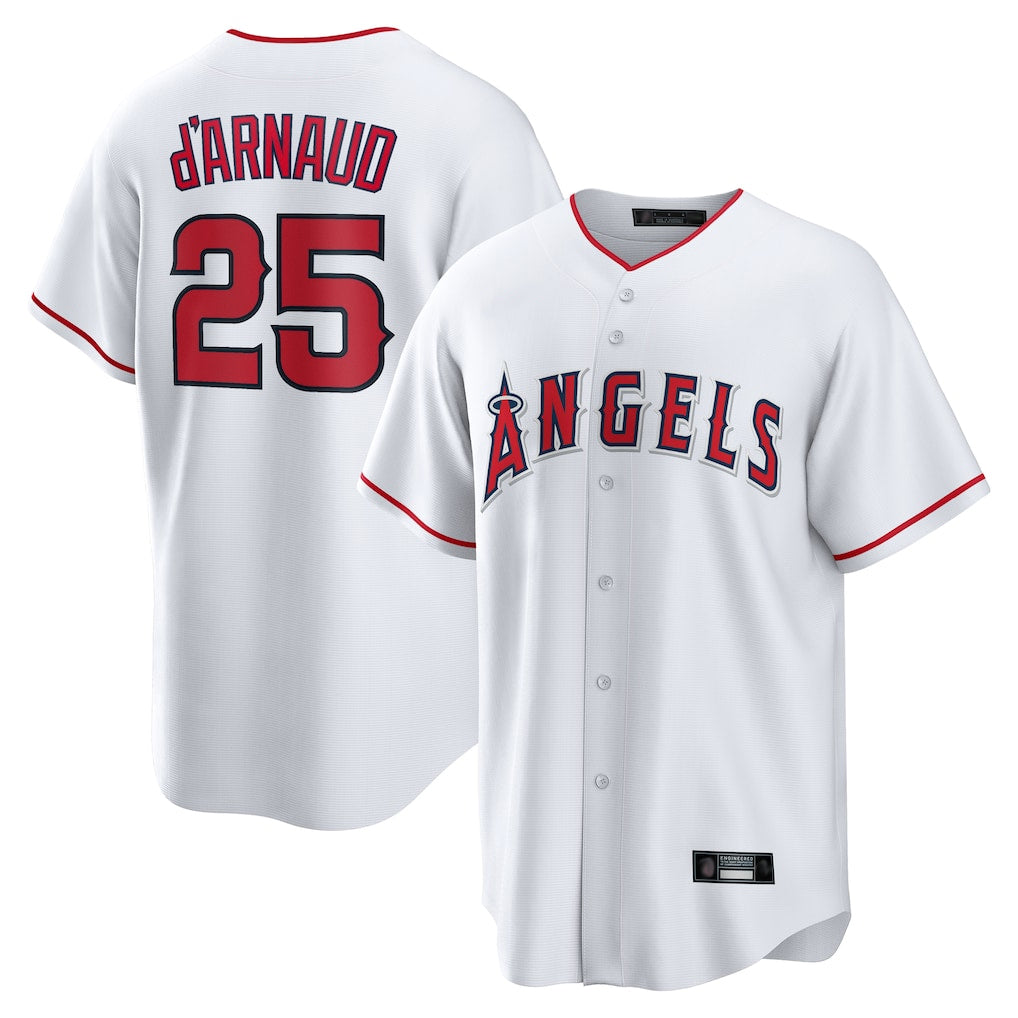 LA.Angels #25 Travis d'Arnaud Player White Home Game Jdoa Stitched Jerseys