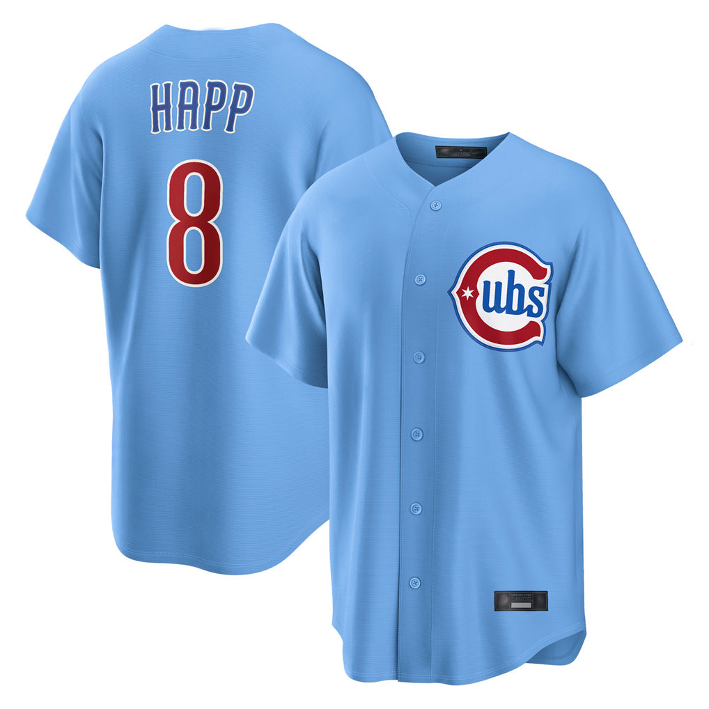 C.Cubs #8 Ian Happ Player Light Blue Home Game Jdoa Stitched Jerseys