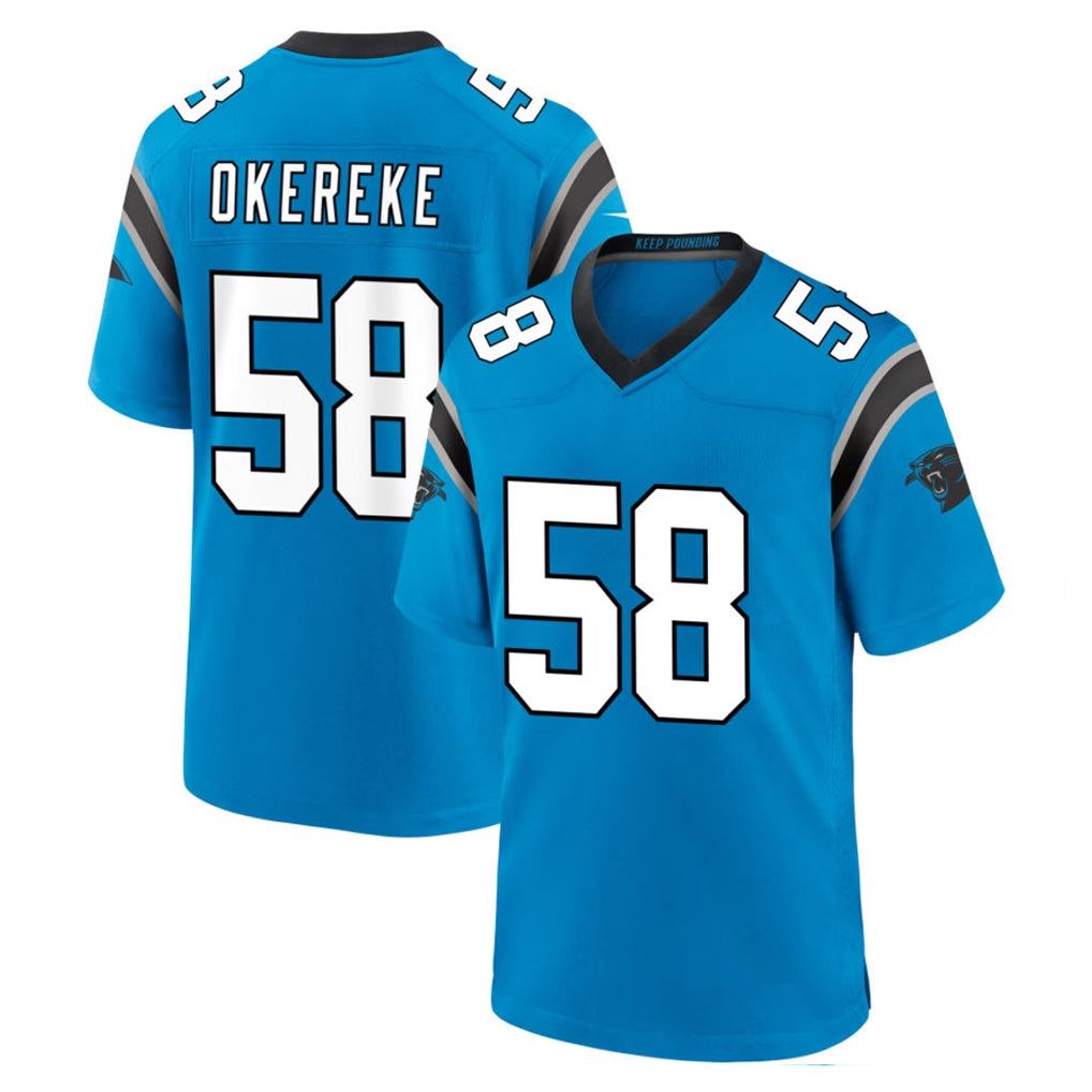 C.Panthers #58 Bobby Okereke Player Blue Home Game Jdoa Stitched Jerseys