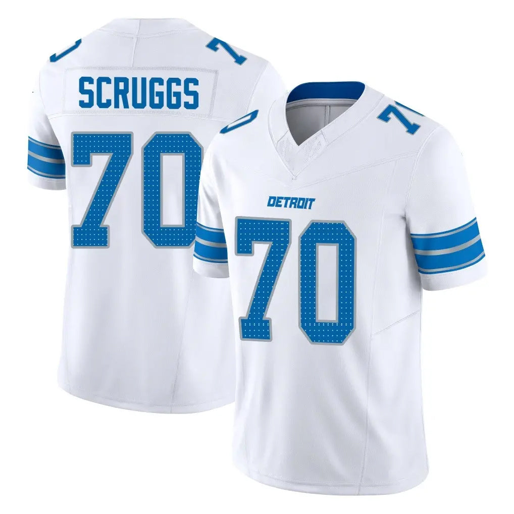 D.Lions #70 Juice Scruggs Player White Limited Vapor F.U.S.E. Alternate Home Game Jdoa Stitched Jerseys