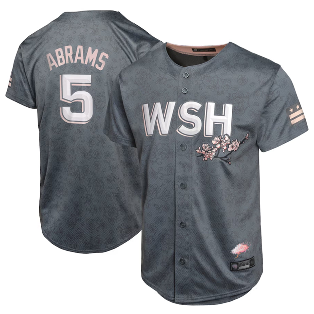 W.Nationals #5 C.J. Abrams Player Charcoal City Connect Limited Jdoa Stitched  Jerseys