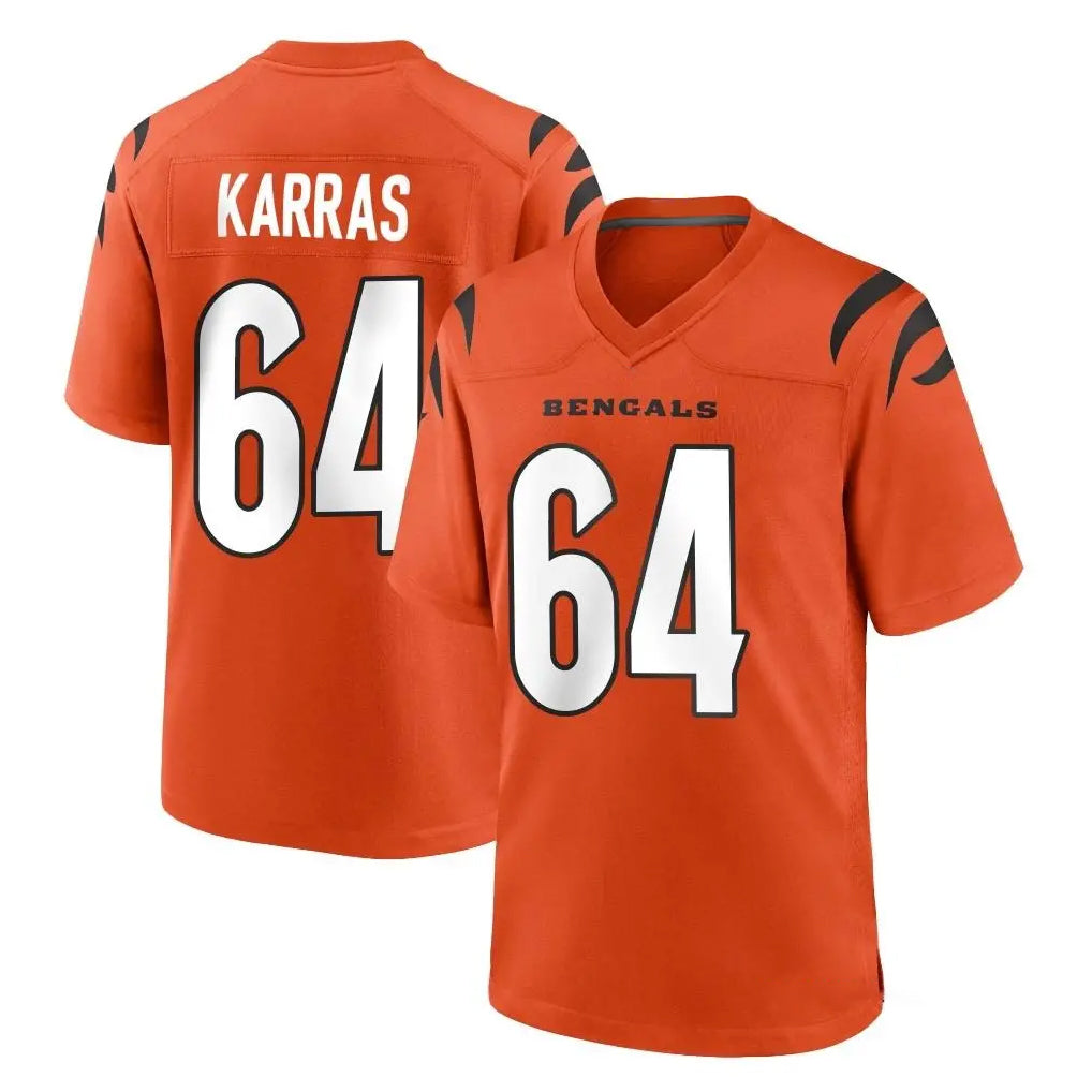 C.Bengals #64 Ted Karras Player Orange Home Game Jdoa Stitched Jerseys