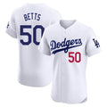 LA.Dodgers #50 Mookie Betts Player White Limited Elite Home Jdoa Stitched Jerseys