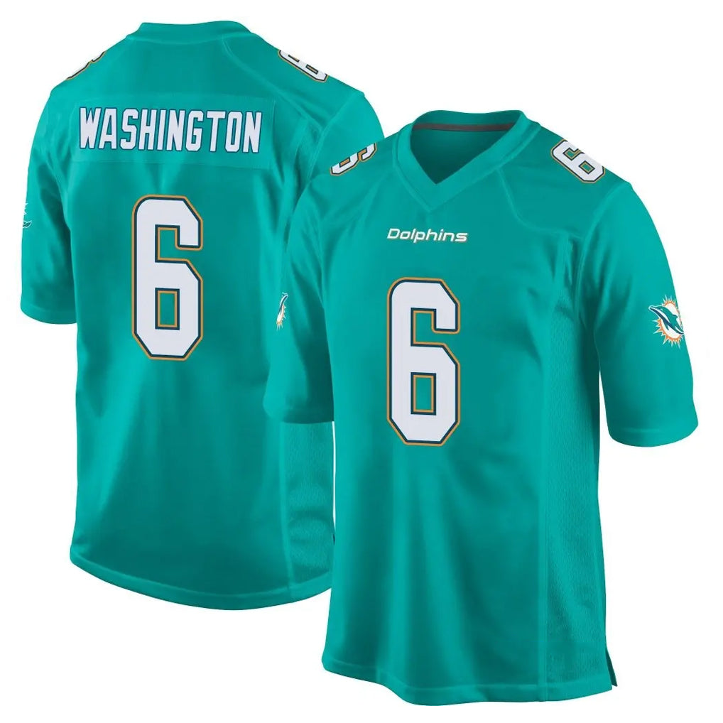 M.Dolphins #6 Malik Washington Player Aqua Team Color Home Game Jdoa Stitched Jerseys