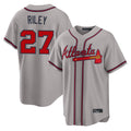 A.Braves #27 Austin Riley Player Gray Home Game Jdoa Stitched Jerseys