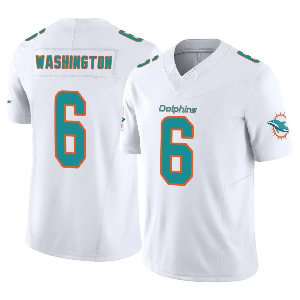 M.Dolphins #6 Malik Washington Player White Limited Vapor F.U.S.E. Home Game Jdoa Stitched Jerseys