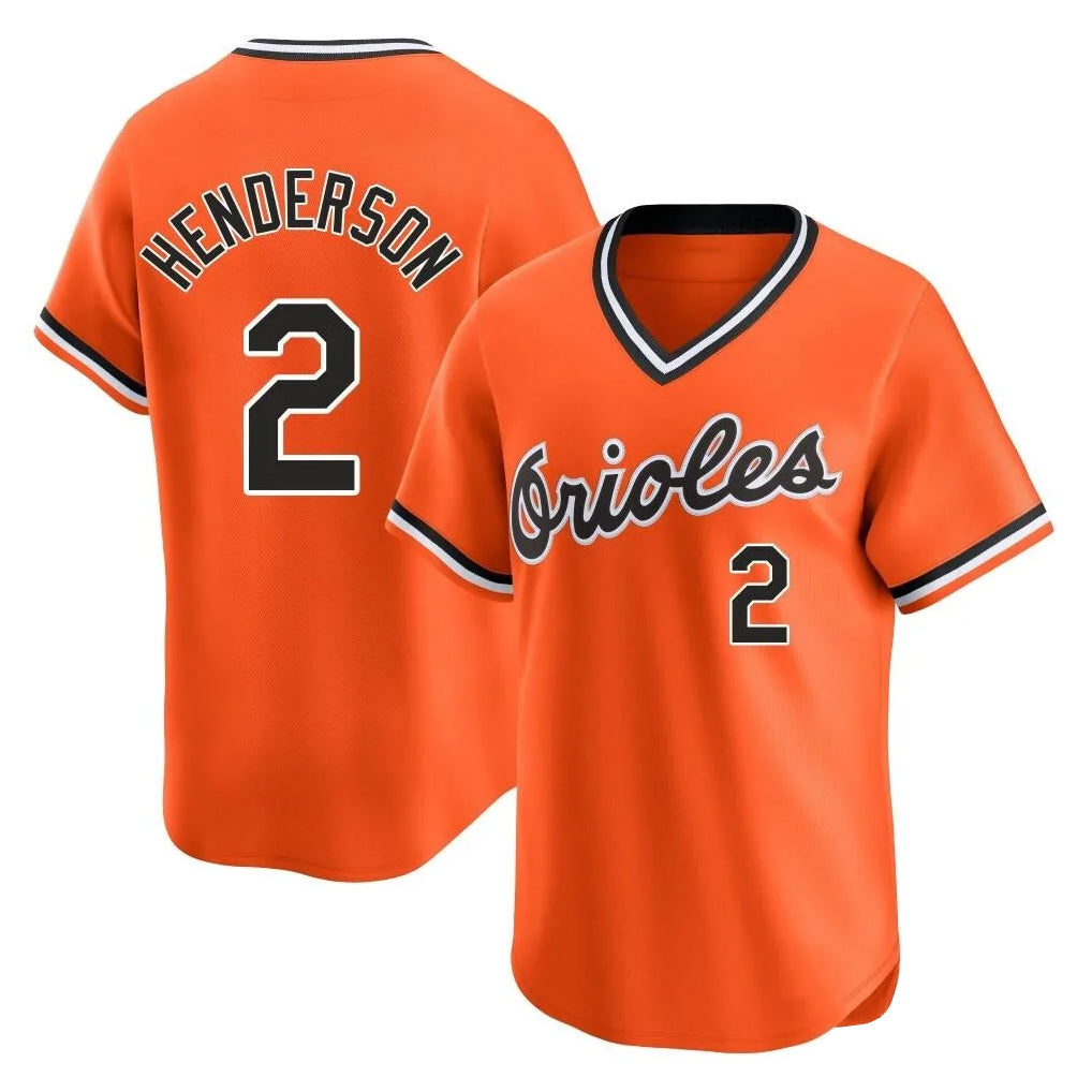 B.Orioles #2 Gunnar Henderson Player Orange T-shirt Limited Home Game Jdoa Stitched Jerseys