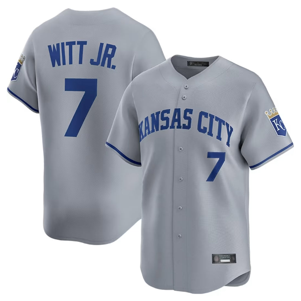 KC.Royals #7 Bobby Witt Jr. Player Gray Limited Home Jdoa Stitched Jerseys