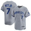 KC.Royals #7 Bobby Witt Jr. Player Gray Limited Home Jdoa Stitched Jerseys