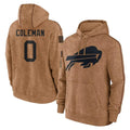 B.Bills #0 Keon Coleman Player Brown Salute to Service Hoodies Jdoa Stitched Jerseys