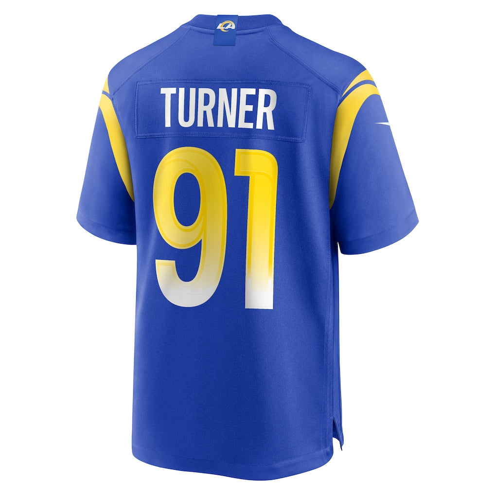 Jdoa LA.Rams #91 Kobie Turner Royal Home Game Jersey