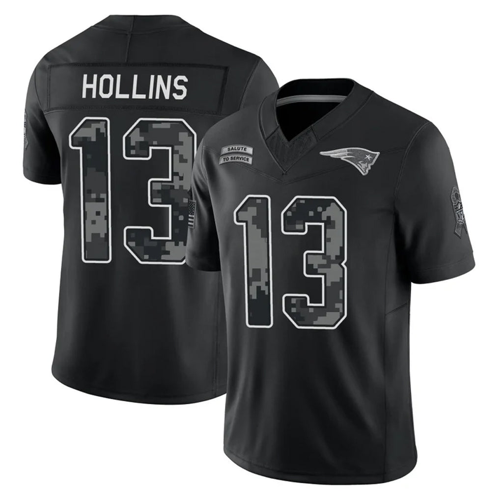 NE.Patriots #13 Mack Hollins Player Black Limited 2026 Salute to Service Home Game Jdoa Stitched Jerseys
