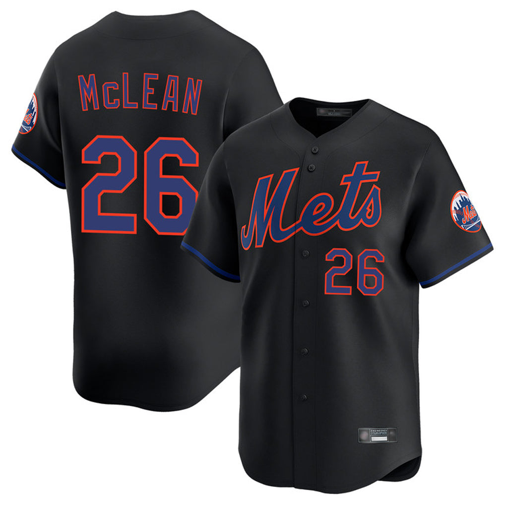 NY.Mets #26 Nolan McLean Player Black Alternate Home Limited Jdoa Stitched Jerseys